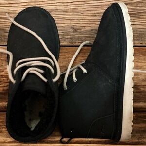 UGG Neumel II Black Wool Lined Boots White Sole Kids SZ 6 EU 36 Women's SZ‎ 7.5